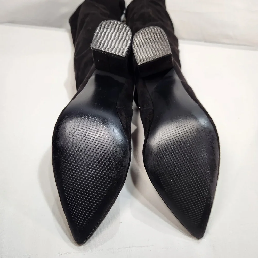 JustFab Aubriana Boots Over The Knee Heeled Suede‎ Women's Size 9 Black